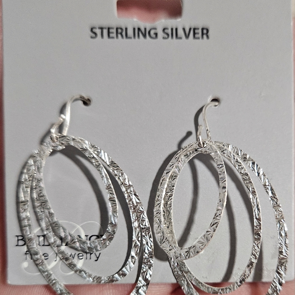 Brilliance Fine Jewelry Sterling Silver Textured Hoop Earrings